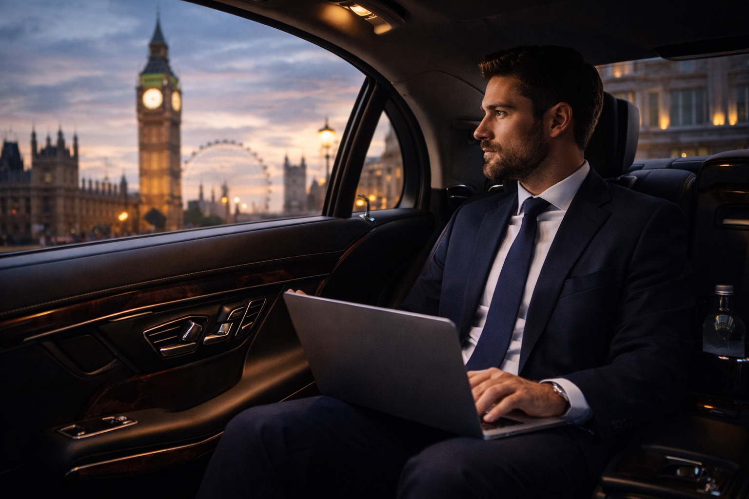 Luxury Heathrow airport transfer chauffeur with Mercedes V-Class and S-Class